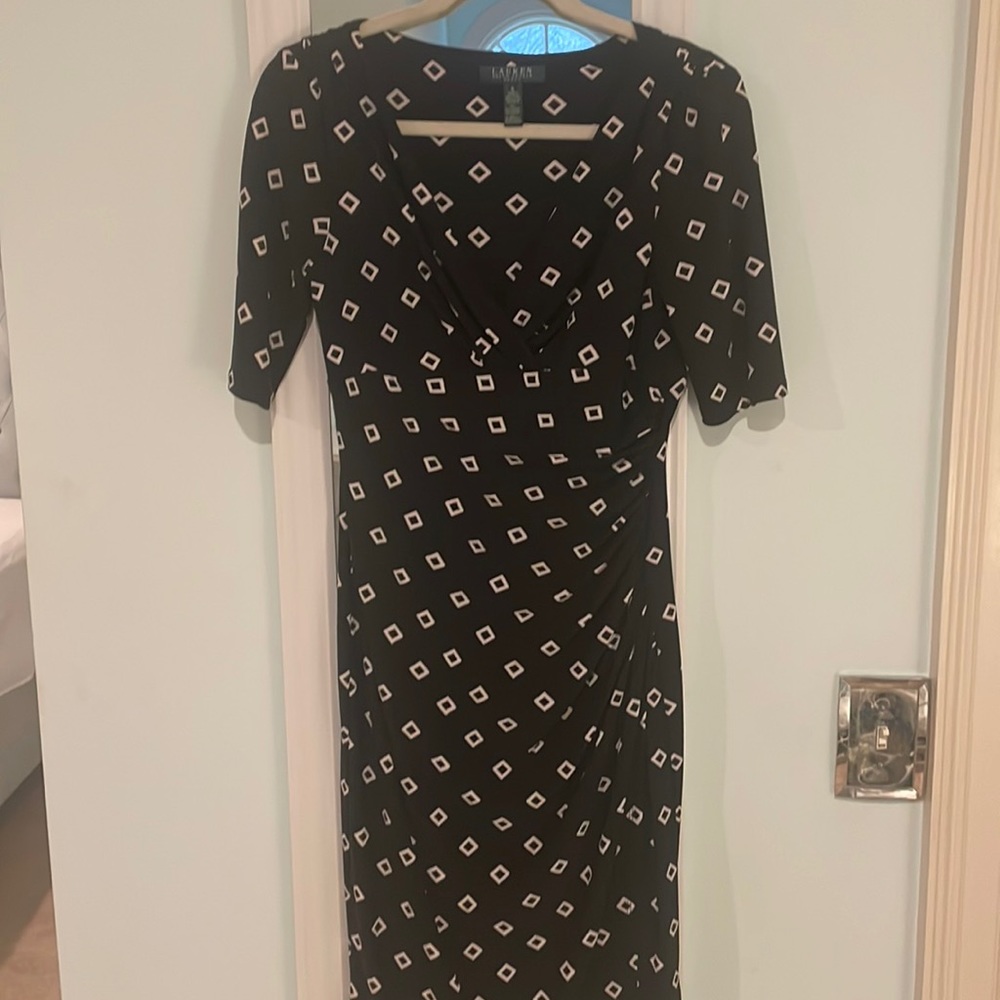 Ralph Lauren size 6 black and white wrap dress